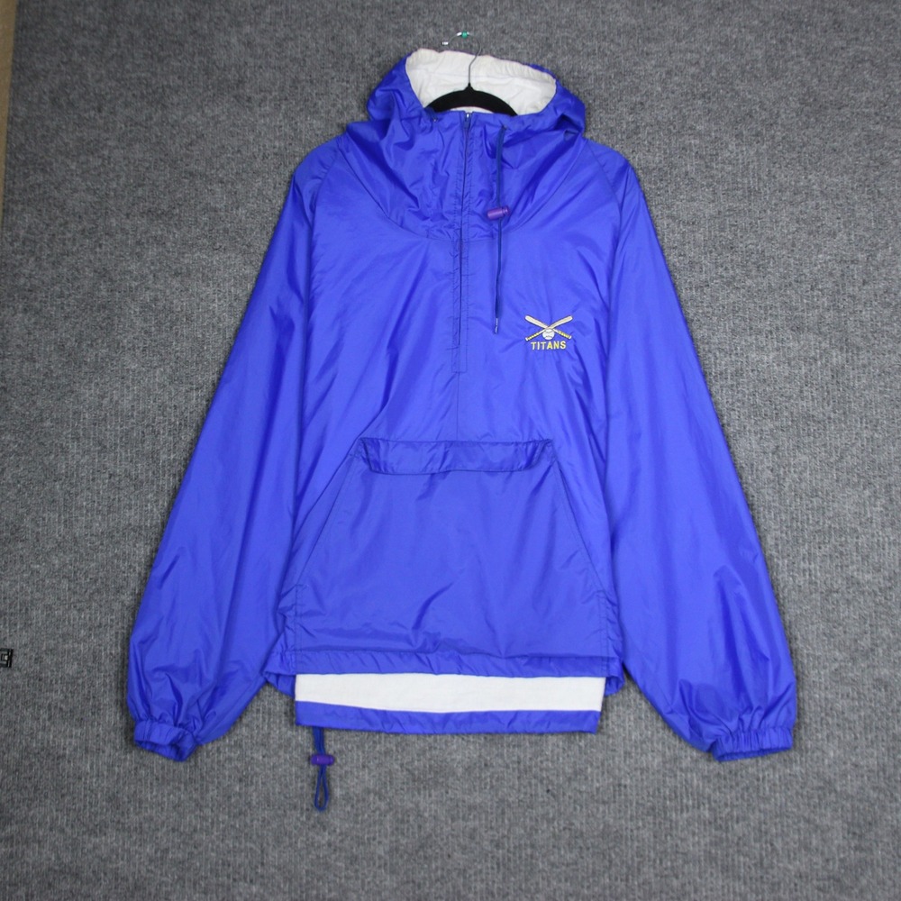 Vintage Men's XLarge Blue Titans‎ Baseball Embroidered Pullover Anorak Jacket